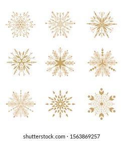 Set of  decorative  snowflakes. Snowflakes icon. Vector illustration.