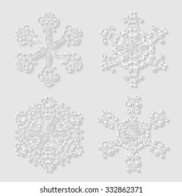 Set of decorative snowflakes. Vector illustration.
