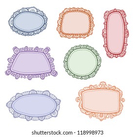 Set of decorative Speech bubbles with lace ornament