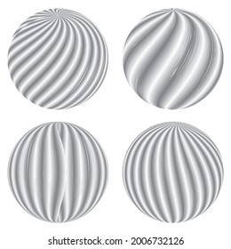 Set of Decorative sphere. Abstract round Striped design element. Vector illustration
