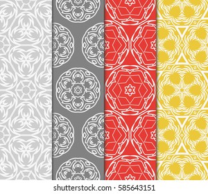 set of decorative spring floral seamless pattern. template for greeting card, invitation, wallpaper, print, decor