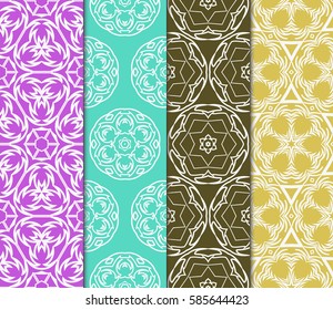 set of decorative spring floral seamless pattern. template for greeting card, invitation, wallpaper, print, decor