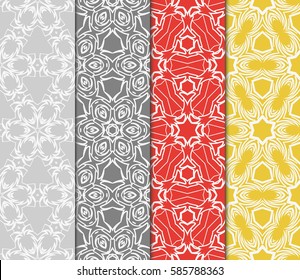 set of decorative spring floral seamless pattern. template for greeting card, invitation, wallpaper, print, decor