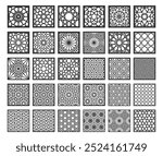 Set decorative square panels for cutting. Arabic geometric pattern.