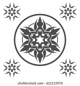 Set of decorative stars. Abstract decoration. Round ornament.