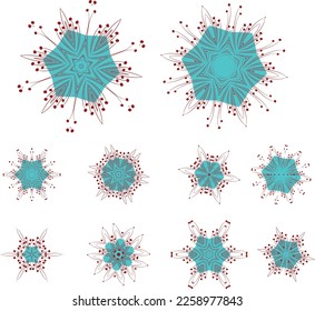 A set of decorative stars, flowers.  Vector file for designs.