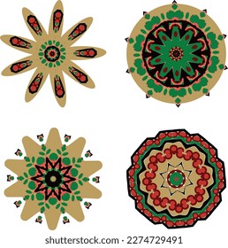 A set of decorative stars, flowers. Vector file for designs.