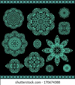 Set of decorative stars-rosettes