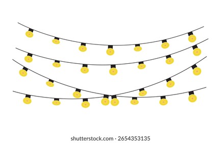 A set of decorative string lights, perfect for adding a festive touch to any background or design. These lights are ideal for parties, celebrations, or holiday themed graphics.