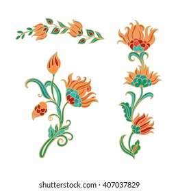 Set of decorative stylised flowers