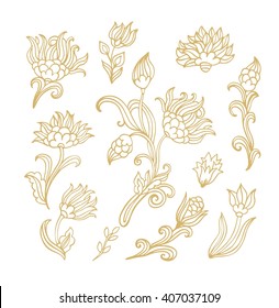 Set of decorative stylized flowers
