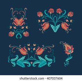 Set of decorative stylized flowers