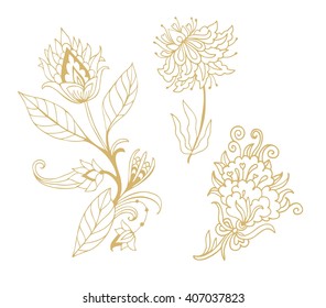 Set of decorative stylized flowers