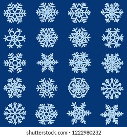 A set of decorative stylized snowflakes