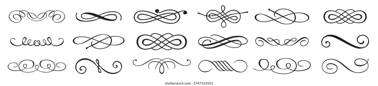 Set of decorative swirl calligraphic divider elements