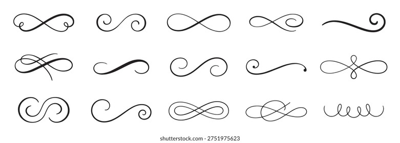 Set of decorative swirl calligraphic divider elements