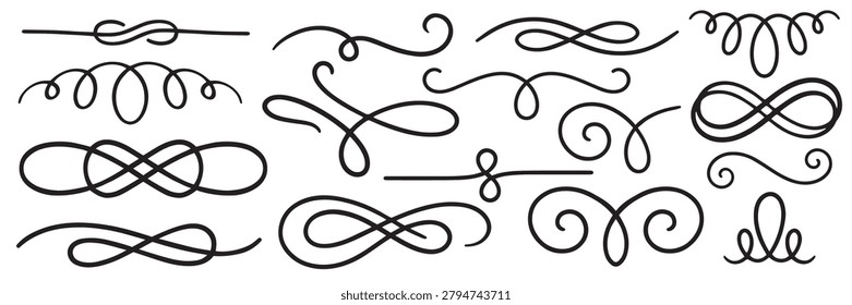 Set of decorative swirl calligraphic divider elements