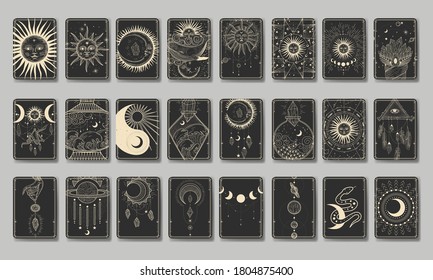 Set Decorative Tarot Cards Vintage Retro Stock Vector (Royalty Free ...