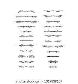 Set of decorative text dividers. hand drawn vector illustration on white background