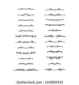Set of decorative text dividers. hand drawn vector illustration on white background