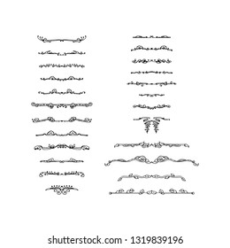 Set of decorative text dividers. hand drawn vector illustration on white background