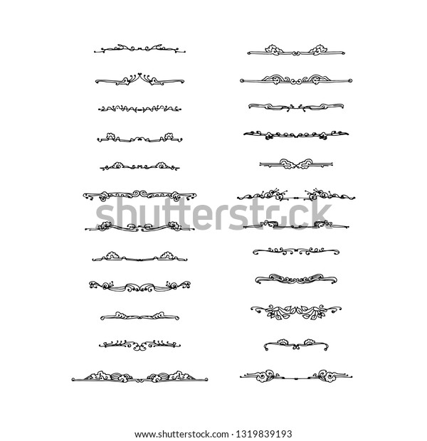 Set of decorative text dividers. hand\
drawn vector illustration on white\
background