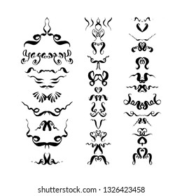 set of decorative text dividers. hand-drawn vector illustration on white background