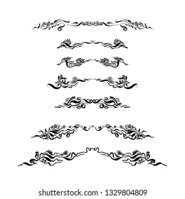 set of decorative text dividers. hand-drawn with ink and brush vector illustration