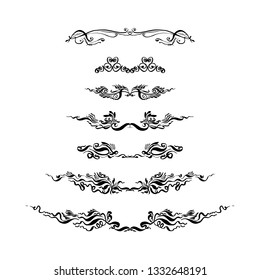 set of decorative text dividers. hand-drawn with ink and brush vector illustration