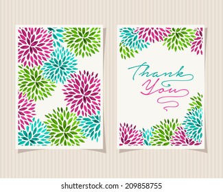 Set of Decorative Thank You Card. Vector Illustration.