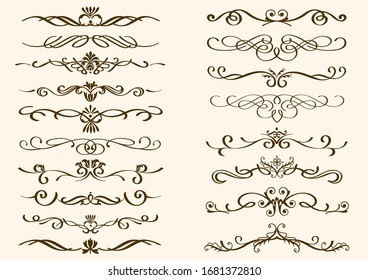 Set Of Decorative Vector Borders Isolated On A White Background.