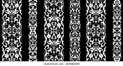 Set of decorative vector borders, renaissance style. 