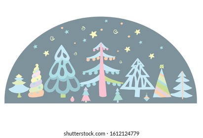 Set of decorative vector Christmas trees.