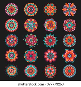 Set of decorative vector floral design elements