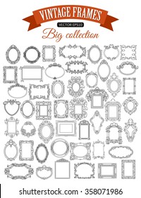 Set of decorative vector frame with place for text. Vintage border.