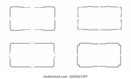Set of decorative vector frames in abstract style isolation on white background, perfect for labels, banners, and graphic design elements