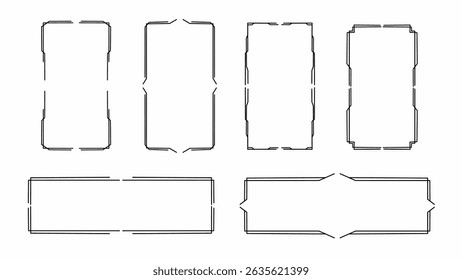 Set of decorative vector frames in abstract style isolation on white background, perfect for labels, banners, and graphic design elements