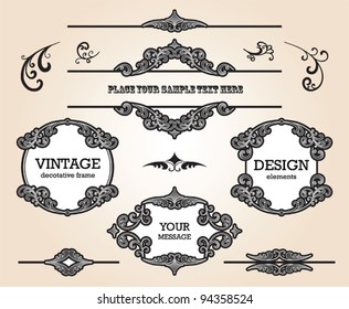 Set of decorative vector frames and design elements with sample text
