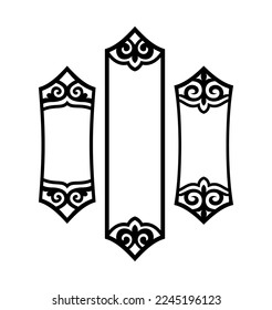 Set of decorative vector frames in the national Kazakh style.