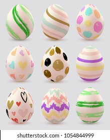 Set of decorative vector hand painted Easter eggs