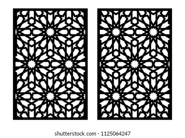 Set of decorative vector panels for laser cutting. Template for interior partition in arabesque style. Aspect ratio 2:3