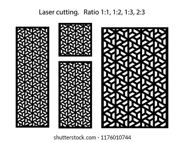 Set of decorative vector panels for laser cutting. Template for interior partition in arabesque style. Ratio 1:1,1:2,1:3,2:3