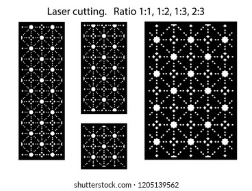 Set of decorative vector panels for laser cutting. Template for interior partition in arabesque style. Ratio 1:1,1:2,1:3,2:3