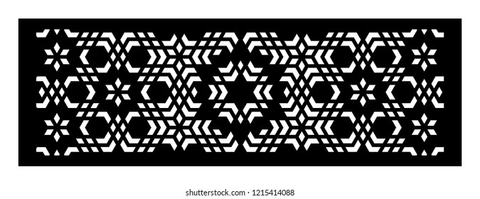 Set of decorative vector panels for laser cutting. Template for interior partition in arabesque style. Ratio 1:3