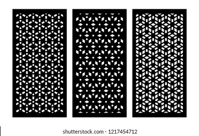 Set of decorative vector panels for laser cutting. Template for interior partition in arabesque style. Ratio 1:2