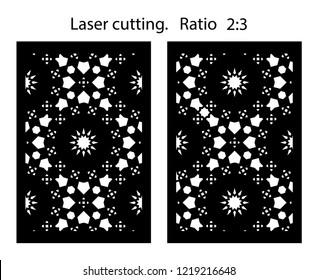 Set of decorative vector panels for laser cutting. Template for interior partition in arabesque style. Ratio 2:3
