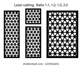 Set of decorative vector panels for laser cutting. Template for interior partition in arabesque style. Ratio 1:1, 1:2, 1:3, 2:3