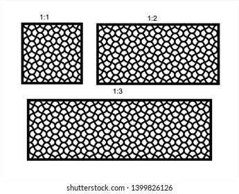 Set of decorative vector panels for laser cutting, Laser cutting pattern for interior. Ratio 1:1, 1:2, 1:3.