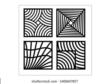 Set of decorative vector panels for laser cutting, Laser cutting pattern for interior. Ratio 1:1