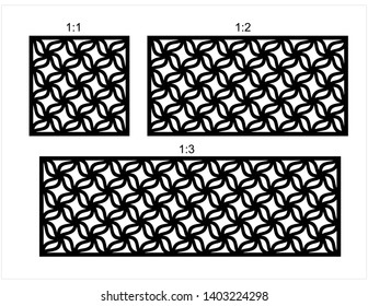 Set of decorative vector panels for laser cutting, Laser cutting pattern for interior. Ratio 1:1, 1:2, 1:3.